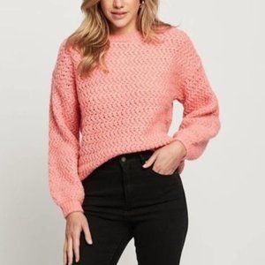 NWT Vero Moda Freja Knit Balloon Sleeve Sweater Pink Size Medium